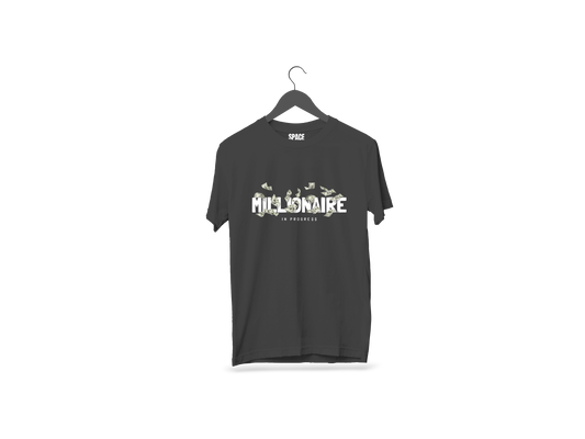 Millionaire Printed Black Half Sleeve Cotton T-Shirt.