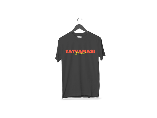 Tatvamasi Printed Black Half Sleeve Cotton T-Shirt.